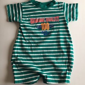 Oshkosh Green & White Striped Romper